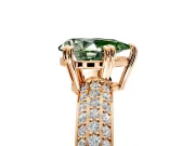 Solitaire Engagement Ring Setting for Fancy Green Pear-Shaped Center with Multi-Row Pave Accents and Basket Head in Rose Gold