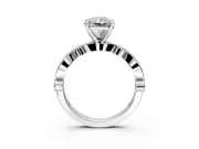 Solitaire Engagement Ring Setting for Radiant Cut Center with Milgrain Bezel Accents and Prong Head in Platinum