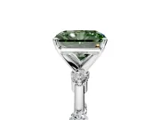 Solitaire Engagement Ring Setting for Fancy Green Radiant Cut Center with Bezel Station Band and Prong Head in White Gold