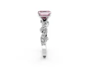 Solitaire Engagement Ring Setting for Fancy Pink Asscher Cut Center with Bar-Station Pave Twist and Prong Head in White Gold