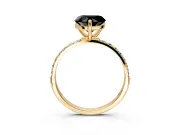 Solitaire Engagement Ring Setting for Fancy Black Heart-Shaped Center with Pave Accents and Prong Head in Yellow Gold