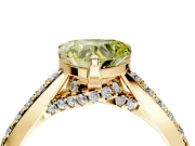 Solitaire Engagement Ring Setting for Fancy Yellow Heart-Shaped Center with Crossover Accents and Prong Head in Yellow Gold