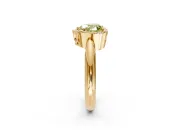 Halo Engagement Ring Setting for Fancy Yellow Heart-Shaped Center with Tapered Plain Band and Prong Head in Yellow Gold