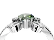 Solitaire Engagement Ring Setting for Fancy Green Pear-Shaped Center with Twisted Band and Scroll Prong Head in White Gold