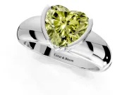 Tension Engagement Ring Setting for Fancy Yellow Heart-Shaped Center with Wide Flat Band and Tension Head in White Gold