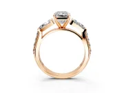 Channel-Set Engagement Ring Setting for Radiant Cut Center with Baguette Band and Prong Head in Rose Gold