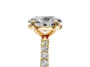 Solitaire Engagement Ring Setting for Oval Center with Pave Accents and Prong Head in Yellow Gold
