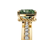 Solitaire Engagement Ring Setting for Fancy Green Radiant Cut Center with Raised Channel Band and Prong Head in Yellow Gold