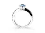 Solitaire Engagement Ring Setting for Fancy Blue Pear-Shaped Center with Single Row Accent Band and Prong Head in Platinum