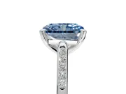 Solitaire Engagement Ring Setting for Fancy Blue Radiant Cut Center with Channel Accents and Prong Head in Platinum