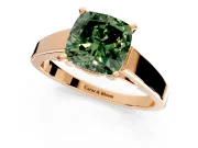 Solitaire Engagement Ring Setting for Fancy Green Cushion Cut Center with Tapered Split Shoulders and Prong Head in Rose Gold