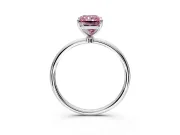 Solitaire Engagement Ring Setting for Fancy Pink Radiant Cut Center with Straight Thin Band and Prong Head in Sterling Silver