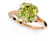Solitaire Engagement Ring Setting for Fancy Yellow Cushion Cut Center with Plain Split Shank and Prong Head in Rose Gold