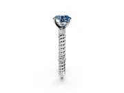 Rope Engagement Ring Setting for Fancy Blue Round Cut Center with Accent Shoulders and Prong Head in Sterling Silver