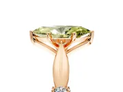 Solitaire Engagement Ring Setting for Fancy Yellow Marquise Center with Carved Leaf Shoulders and Prong Head in Rose Gold