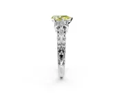Solitaire Engagement Ring Setting for Fancy Yellow Pear-Shaped Center with Filigree Band and Prong Head in Platinum