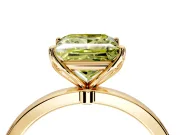 Solitaire Engagement Ring Setting for Fancy Yellow Princess Cut Center with Thin Rounded Plain Band and Prong Head in Yellow Gold