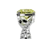 Solitaire Engagement Ring Setting for Fancy Yellow Radiant Cut Center with Narrow Twist Pave Band and Prong Head in Platinum