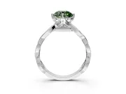 Solitaire Engagement Ring Setting for Fancy Green Round Cut Center with Accented Twist Band and Leaf Prong Head in Platinum