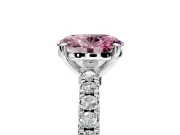 Solitaire Engagement Ring Setting for Fancy Pink Oval Center with Single Row Accent Band and Prong Head in Platinum