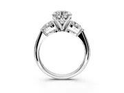 3 Stone Engagement Ring Setting for Round Cut Center with Large Pear-Shaped Accents and Prong Head in Platinum