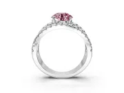 Solitaire Engagement Ring Setting for Fancy Pink Round Cut Center with Wide-Open Split Shank and Prong Head in Sterling Silver