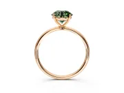 Solitaire Engagement Ring Setting for Fancy Green Round Cut Center with Straight Thin Band and Prong Head in Rose Gold