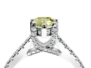 Solitaire Engagement Ring Setting for Fancy Yellow Pear-Shaped Center with Widening Pave Band and Claw Prong Head in Sterling Silver