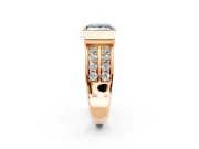 Bezel Engagement Ring Setting for Fancy Blue Princess Cut Center with Wide Channel-Set Band and Bezel Head in Rose Gold