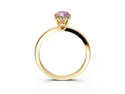 Solitaire Engagement Ring Setting for Fancy Pink Pear-Shaped Center with Fine Wire Band and Prong Head in Yellow Gold