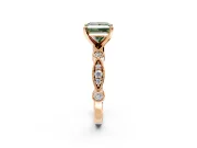 Solitaire Engagement Ring Setting for Fancy Green Princess Cut Center with Milgrain Bezel Accents and Prong Head in Rose Gold