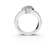 Halo Engagement Ring Setting for Heart-Shaped Center with Wide-Open Pave Split Shank and Prong Head in White Gold