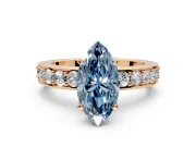 Solitaire Engagement Ring Setting for Fancy Blue Marquise Center with Channel-Set Accents and Prong Head in Rose Gold