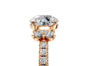 Paired Accent Engagement Ring Setting for Round Cut Center with Pave Band and Prong Head in Rose Gold