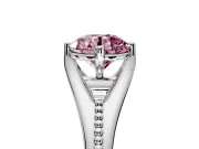 Solitaire Engagement Ring Setting for Fancy Pink Round Cut Center with Milgrain Cathedral Band and Prong Head in Platinum