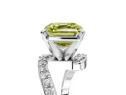 Solitaire Engagement Ring Setting for Fancy Yellow Asscher Cut Center with Pave Bypass Swirl Band and Prong Head in White Gold