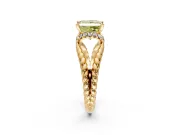Halo Engagement Ring Setting for Fancy Yellow Princess Cut Center with Rope Twist Split Shank and Prong Head in Yellow Gold