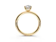 Hidden Halo Engagement Ring Setting for Pear-Shaped Center with Thin Rounded Band and Prong Head in Yellow Gold