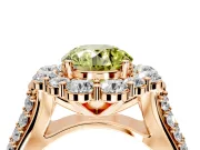 Large Accent Halo Engagement Ring Setting for Fancy Yellow Round Cut Center with Pave Split Shank and Prong Head in Rose Gold