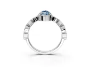 Milgrain Bezel Engagement Ring Setting for Fancy Blue Marquise Center with Marquise Stations and Bezel Head in Platinum
