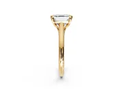 Solitaire Engagement Ring Setting for Asscher Cut Center with Cathedral Band and Prong Head in Yellow Gold