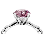 Solitaire Engagement Ring Setting for Fancy Pink Round Cut Center with Bamboo Band and Prong Head in Sterling Silver