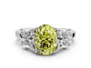 Floral Engagement Ring Setting for Fancy Yellow Oval Center with Marquise Cluster Shoulders and Prong Head in Platinum