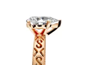 Solitaire Engagement Ring Setting for Pear-Shaped Center with Scrollwork Band and Prong Head in Rose Gold