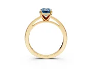 Solitaire Engagement Ring Setting for Fancy Blue Emerald Cut Center with Basket Rail and Prong Head in Yellow Gold