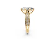Solitaire Engagement Ring Setting for Marquise Center with Multi-Row Pave Accents and Basket Head in Yellow Gold
