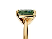 Solitaire Engagement Ring Setting for Fancy Green Emerald Cut Center with Knife Ridge Band and Claw Prong Head in Yellow Gold