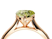 Solitaire Engagement Ring Setting for Fancy Yellow Heart-Shaped Center with Narrow Cathedral Band and Prong Head in Rose Gold