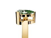 Solitaire Engagement Ring Setting for Fancy Green Pear-Shaped Center with Plain Band and Flat Tab Prong Head in Yellow Gold
