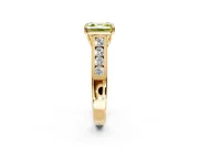 Solitaire Engagement Ring Setting for Fancy Yellow Asscher Cut Center with Round Cut Channel Band and Prong Head in Yellow Gold